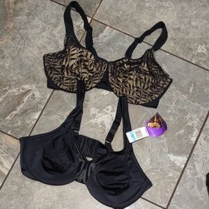 Olga Black and Gold Patterned Bra